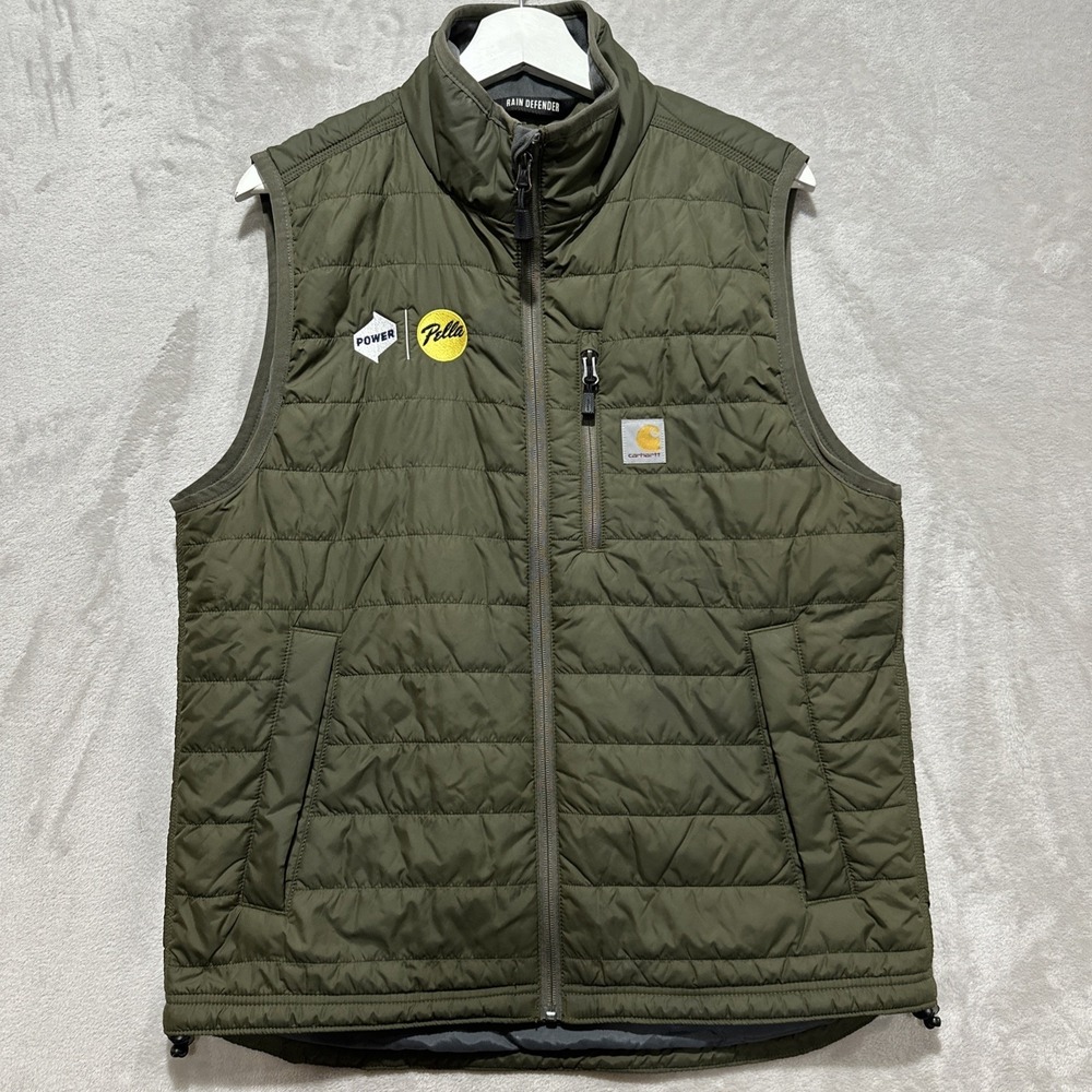 Carhartt Rain Defender Vest Relaxed Fit Men's Size M Green Company Logo Patches